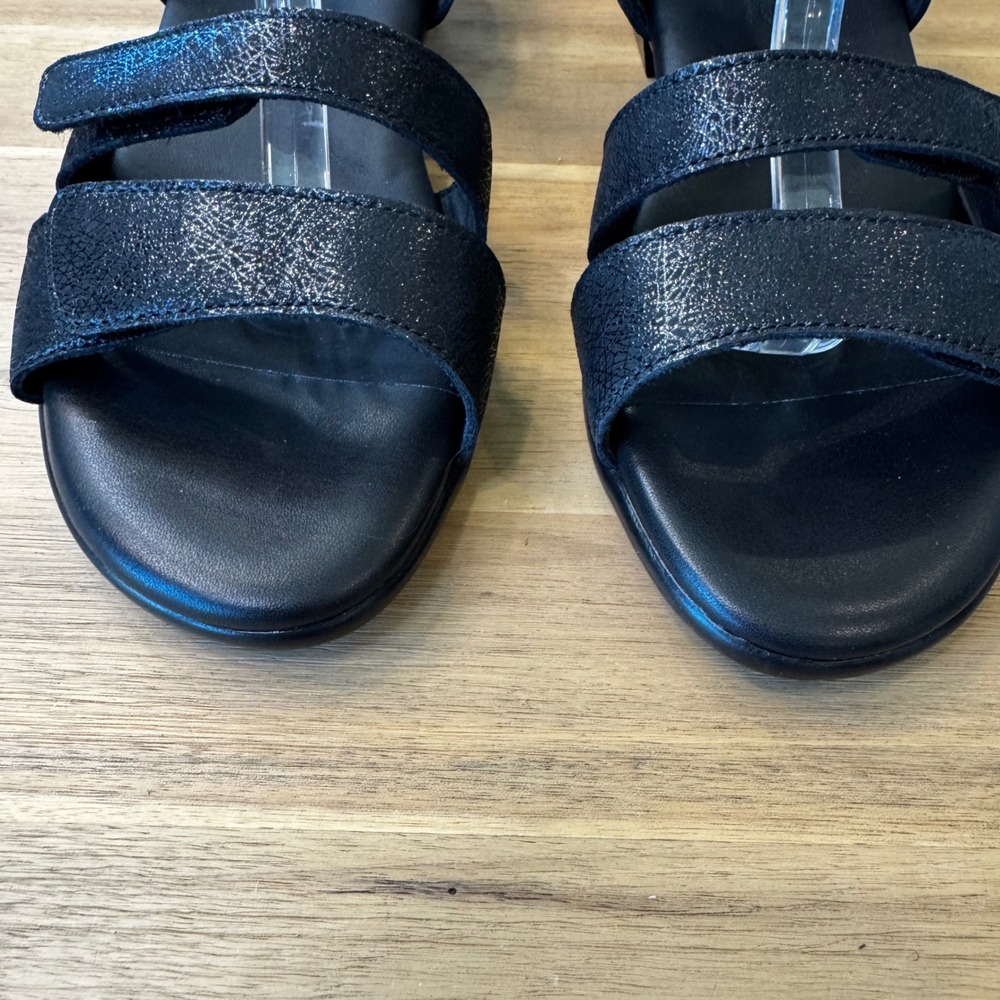 SAS Women 11 WW Black Metallic Leather Strappy Comfort Low Heel Sandals 2661881 - Picture 8 of 16